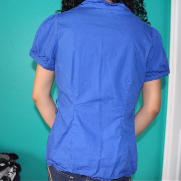 vintage 90s/2000s royal blue button up fang top - Picture 5 of 6